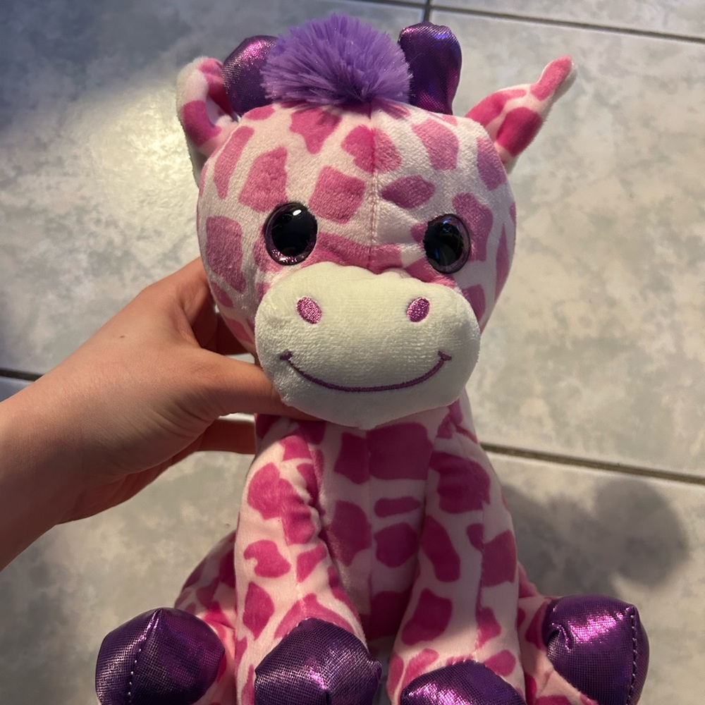 Purple and Pink Sparkly Giraffe Plush Toy
